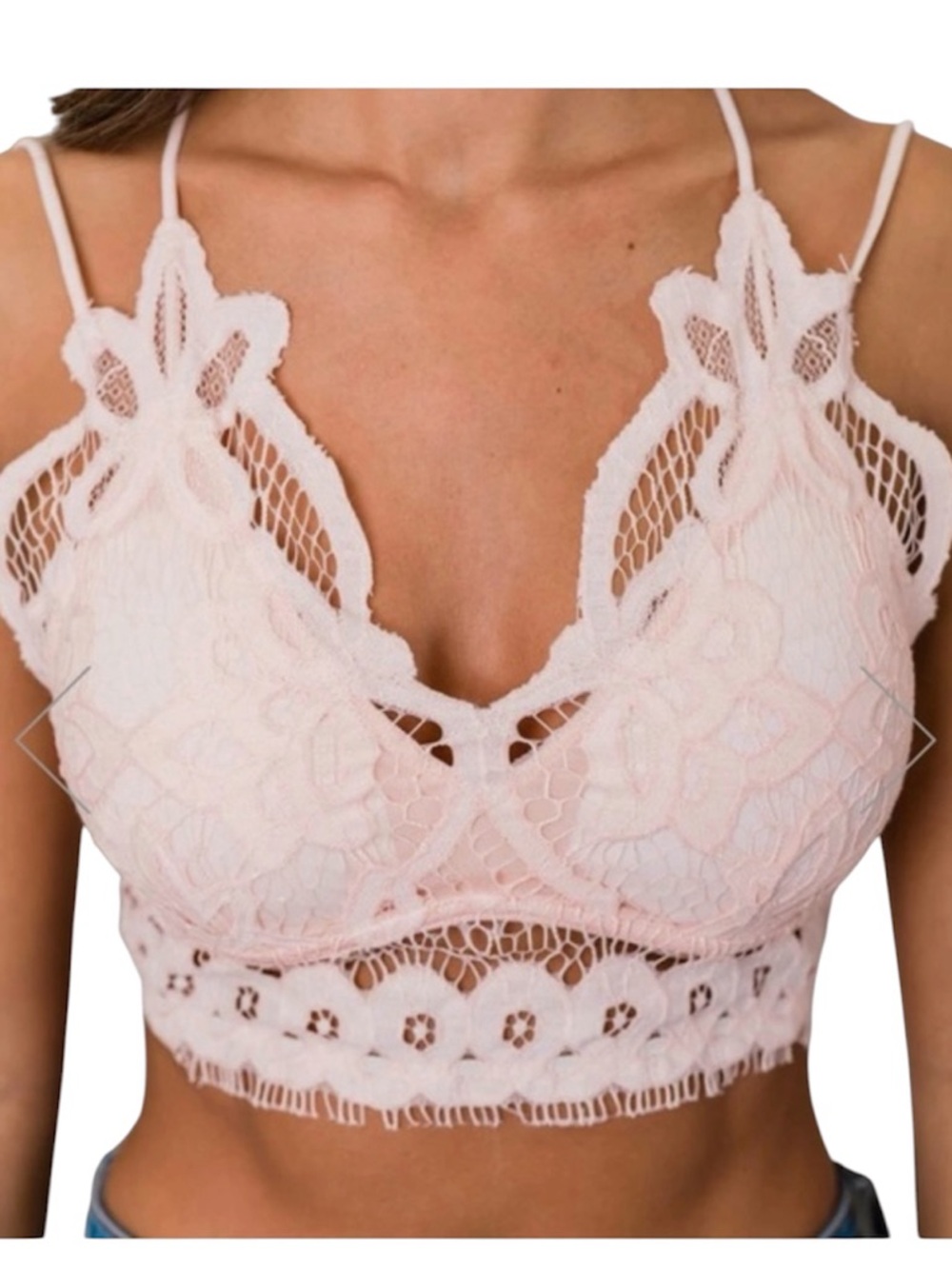 Pink Lily Lace Bralette - Blush Pink Size Large